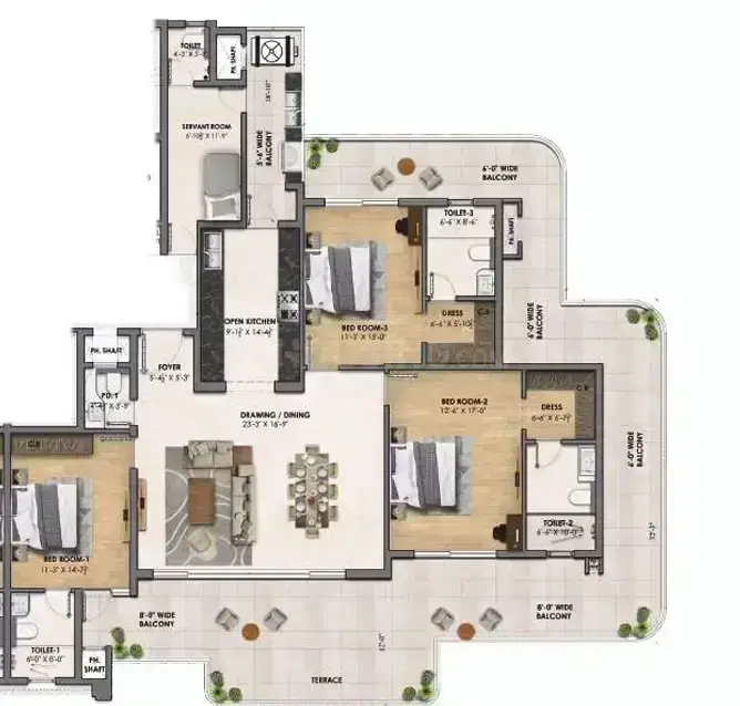 3bhk(3421sqft)
